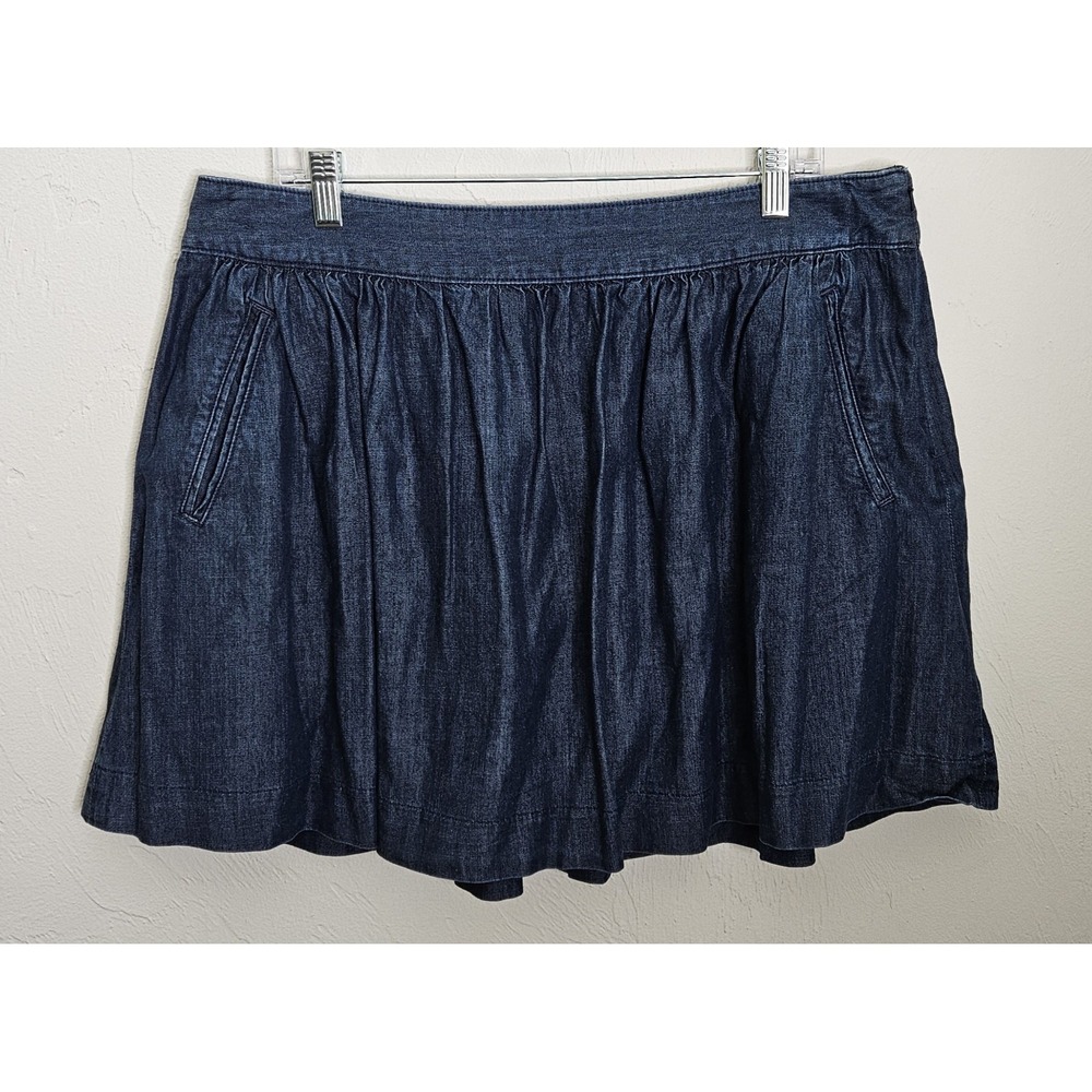 Banana Republic Skirt Women's Size 16 Blue Chambray Zip Closure 17" Inch‎ Length